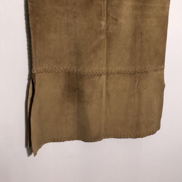 Garnet Hill Skirt Women’s 14 Brown Suede Leather Midi Laced Sides A Line - Picture 8 of 11